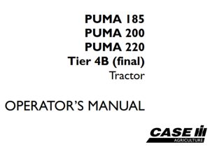 Case IH PUMA 185, PUMA 200, PUMA 220 Tier 4B (final) Tractor