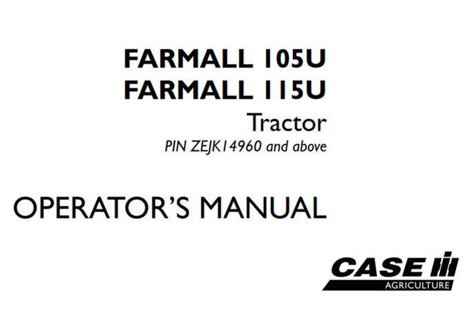 Case IH FARMALL 105U, FARMALL 115U Tractor Operator's Manual