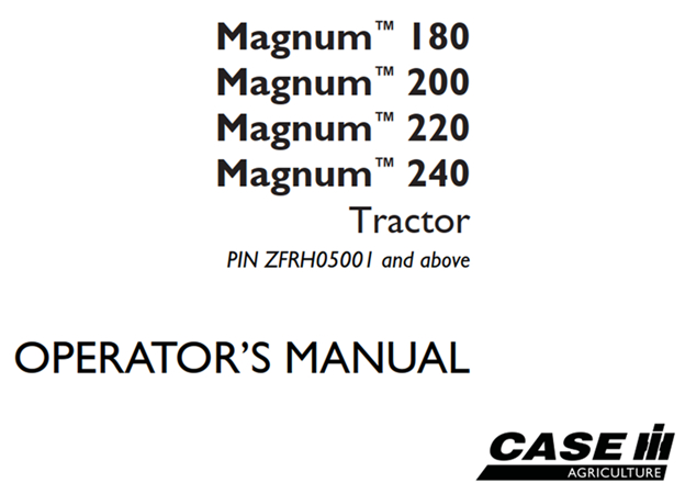 Case IH Magnum 180, Magnum 200, Magnum 220, Magnum 240 Tractor