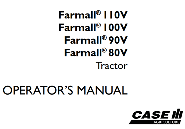 Case IH Farmall 110V, Farmall 100V, Farmall 90V, Farmall 80V Tractor