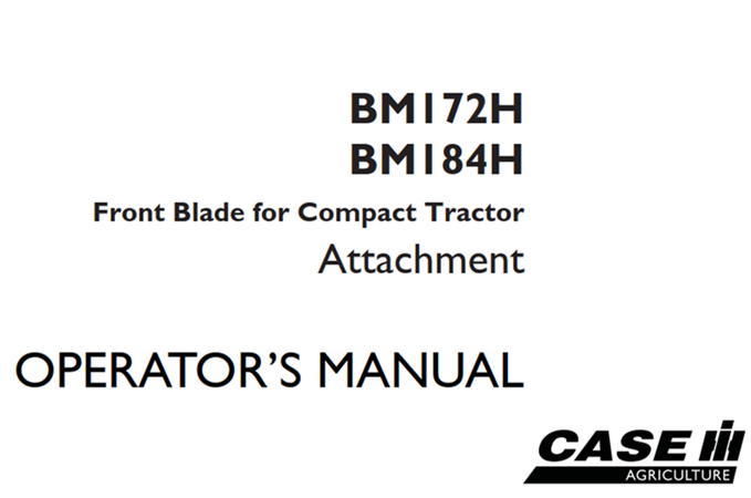 Case IH BM172H, BM184H Front Blade Operator's Manual