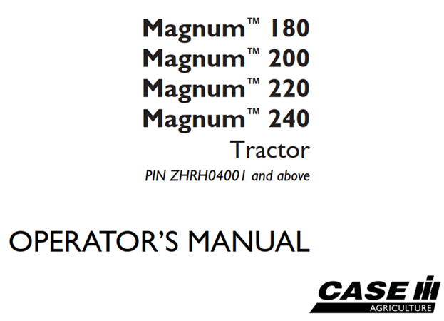 Case IH Magnum 180, Magnum 200, Magnum 220, Magnum 240 Tractor