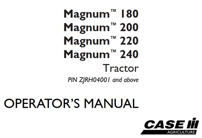 Case IH Magnum 180, Magnum 200, Magnum 220, Magnum 240 Tractor