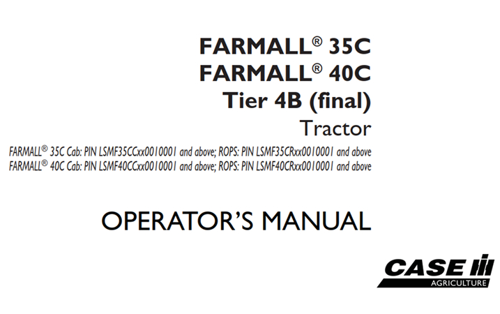 Case IH FARMALL 35C / FARMALL 40C Tier 4B (final) Tractor