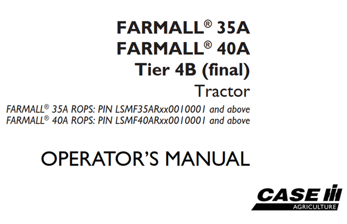 Case IH FARMALL 35A / FARMALL 40A Tier 4B (final) Tractor