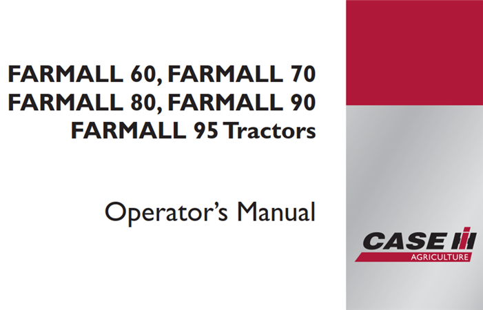 Case IH FARMALL 60, FARMALL 70, FARMALL 80, FARMALL 90, FARMALL 95 Tractors