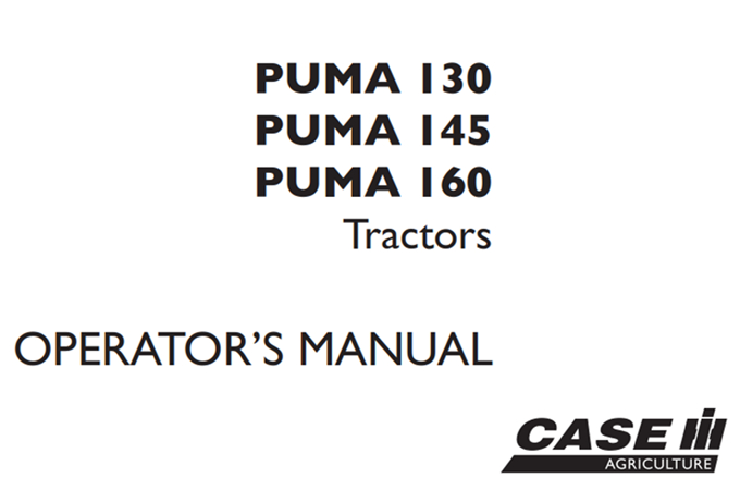 Case IH PUMA 130, PUMA 145, PUMA 160 Tractors Operator's Manual