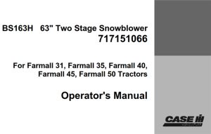 Case IH BS163H 63" Two Stage Snowblower 717151066 Operator's Manual