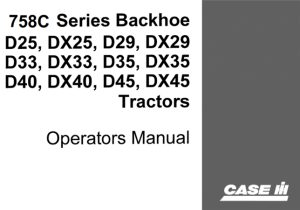 Case IH 758C Series Backhoe Operator's Manual