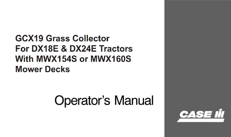 Case IH GCX19 Grass Collector Operator's Manual