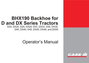 Case IH BHX190 Backhoe Operator's Manual