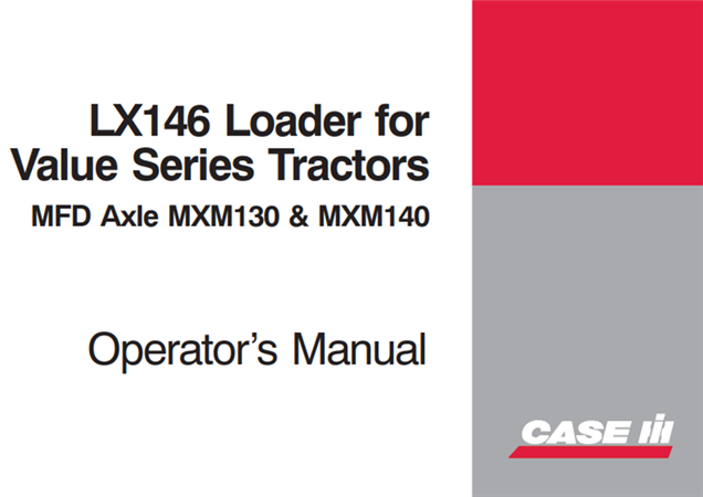 Case IH LX146 Loader Operator's Manual