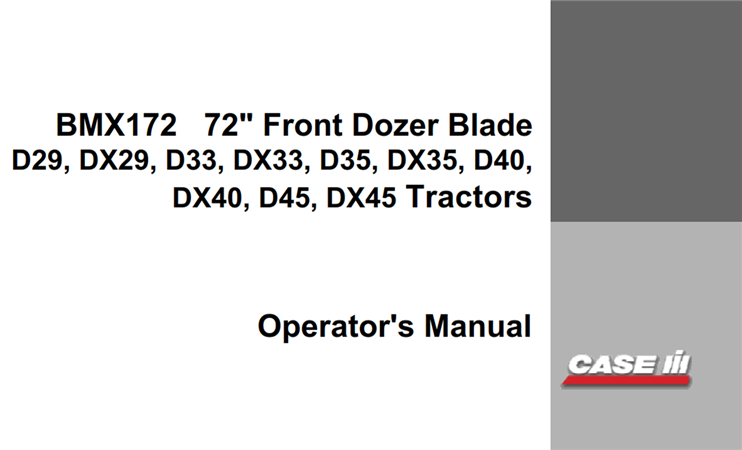 Case IH BMX172 72" Front Dozer Blade Operator's Manual