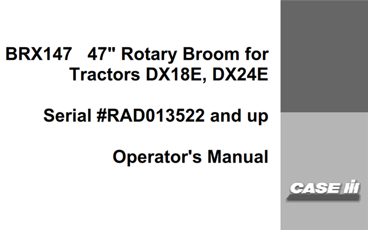 Case IH BRX147 47" Rotary Broom Operator's Manual