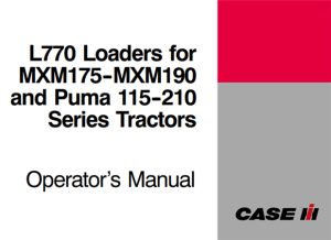 Case IH L770 Loaders Operator's Manual