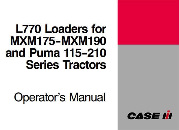 Case IH L770 Loaders Operator's Manual