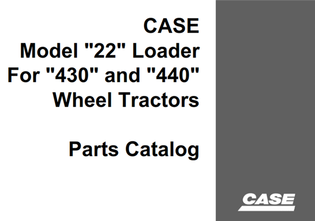 J.I. Case Model "22" Loader Parts Catalog