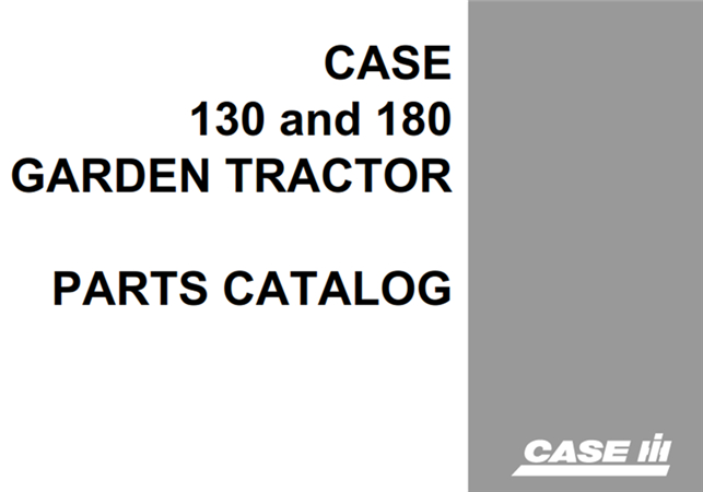 J.I. Case 130, 180 Garden Tractor Parts Catalog