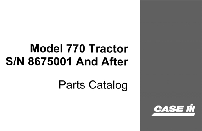 Case 770 Agri-King Tractor Parts Catalog