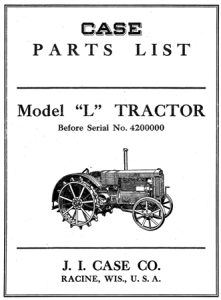 J.I. Case Model "L" Tractor Parts Catalog