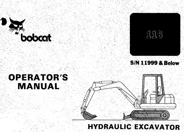 Bobcat 116 Hydraulic Excavator Operator's Manual