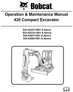 Bobcat 430 Compact Excavator Operation & Maintenance Manual