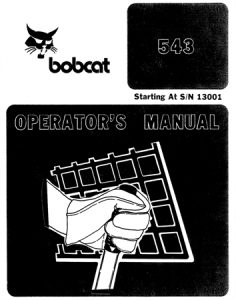 Bobcat 543 Skid Steer Loader Operation & Maintenance Manual