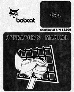 Bobcat 641 Skid Steer Loader Operator's Manual