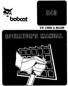 Bobcat 843 Skid Steer Loader Operator's Manual