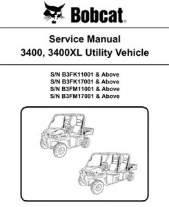 Bobcat 3400, 3400XL Utility Vehicle Service Repair Manual