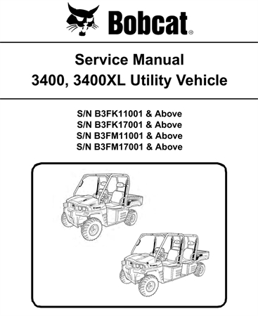 Bobcat 3400, 3400XL Utility Vehicle Service Repair Manual