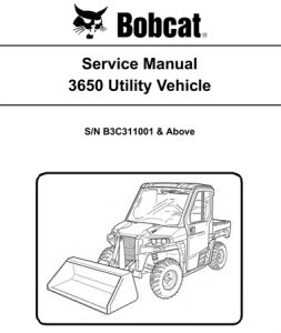 Bobcat 3650 Utility Vehicle Service Repair Manual