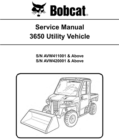 Bobcat 3650 Utility Vehicle Service Repair Manual