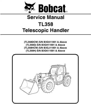 Bobcat TL358 Telescopic Handler Service Repair Manual