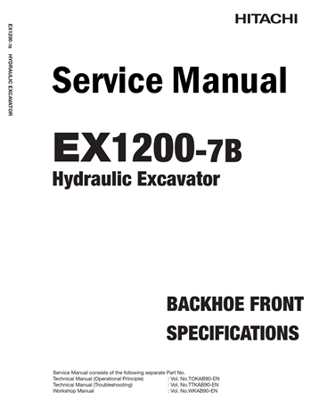 Hitachi EX1200-7B Hydraulic Excavator (Backhoe Front Specifications)