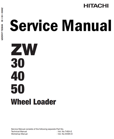 Hitachi ZW30, ZW40, ZW50 Wheel Loader Service Repair Manual