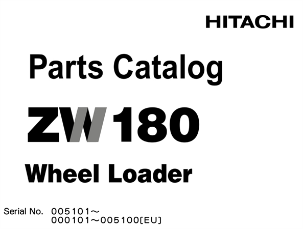 Hitachi ZW180 Wheel Loader Parts Catalog