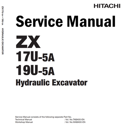 Hitachi ZX17U-5A, ZX19U-5A Hydraulic Excavator Service Repair Manual