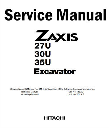 Hitachi ZAXIS 27U, ZAXIS 30U, ZAXIS 35U Excavator Service Repair Manual