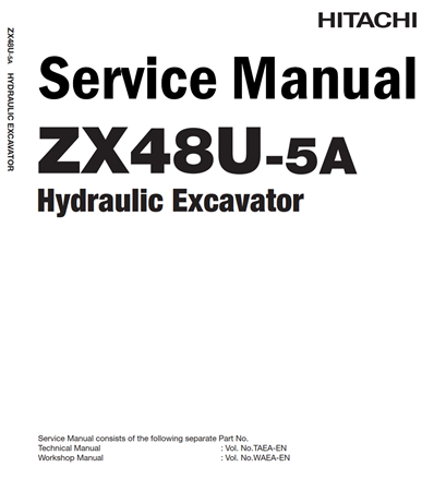 Hitachi ZX48U-5A Hydraulic Excavator Service Repair Manual