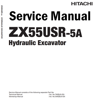 Hitachi ZX55USR-5A Hydraulic Excavator Service Repair Manual