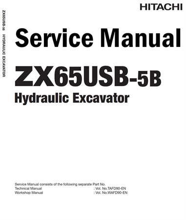 Hitachi ZX65USB-5B Hydraulic Excavator Service Repair Manual