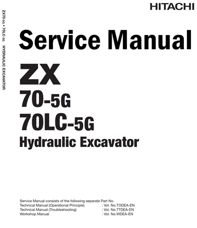 Hitachi ZX70-5G, ZX70LC-5G Hydraulic Excavator Service Repair Manual