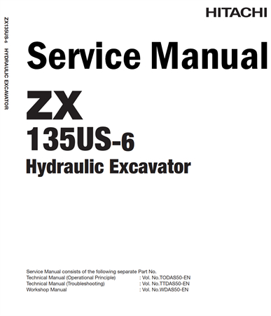 Hitachi ZX135US-6 Hydraulic Excavator Service Repair Manual