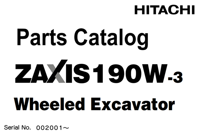 Hitachi ZAXIS 190W-3 Wheeled Excavator Parts Catalog