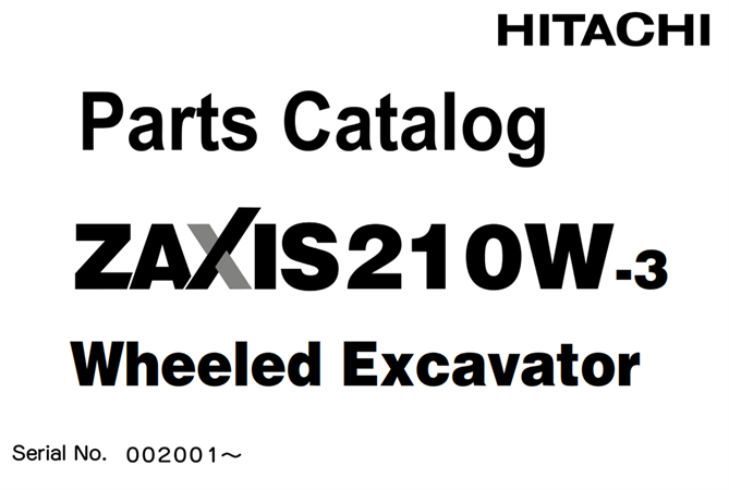 Hitachi ZAXIS 210W-3 Wheeled Excavator Parts Catalog