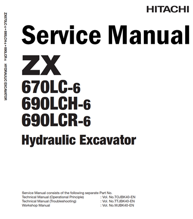 Hitachi ZX670LC-6, ZX690LCH-6, ZX690LCR-6 Hydraulic Excavator