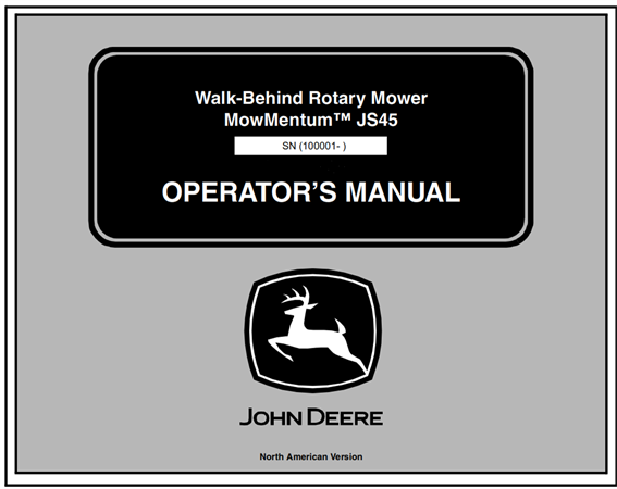 John Deere Mowmentum Js45 Walk Behind Rotary Mower Operators Manual