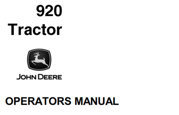 John Deere 920 Tractor Operator's Manual