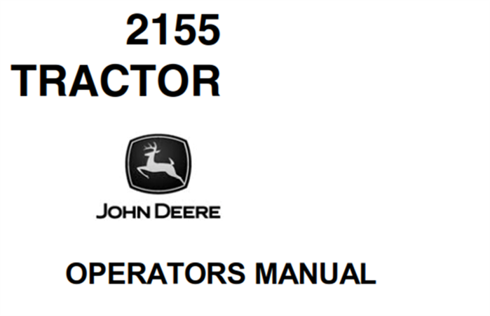 John Deere 2155 Tractor Operator's Manual